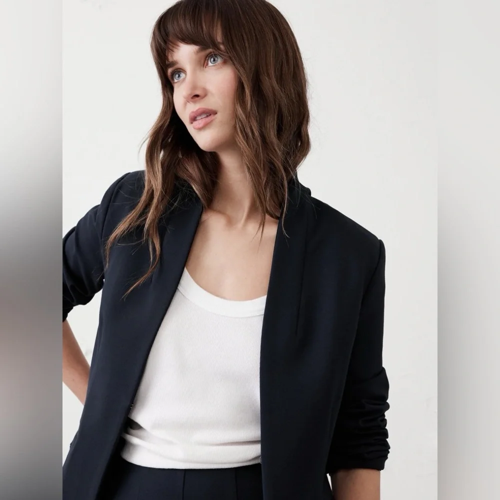 NWT! Banana Republic Black Ponte Collarless Blazer 531171 📊 - Picture 9 of 16